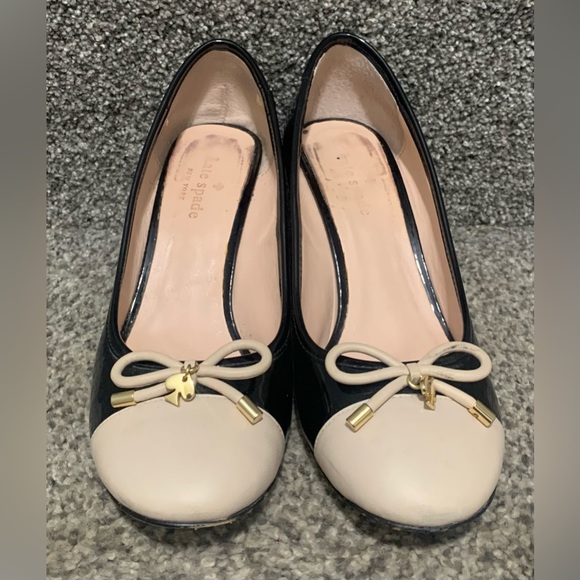 Kate Spade New York Kacey Black Patent Shale Napa Wedge Pumps - Picture 9 of 11